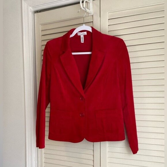 Kim Rogers Petite Red Micro-Corduroy Blazer Jacket Size 8 Petite - Picture 1 of 3
